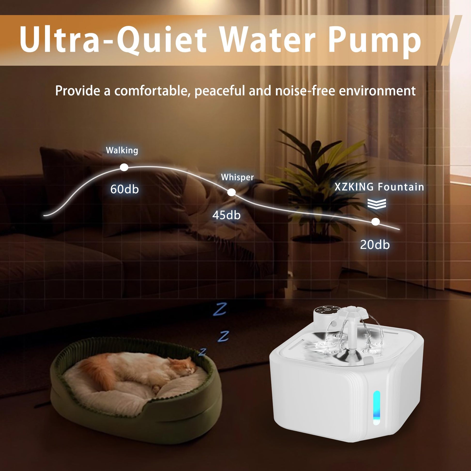 Cat Drinking Fountain - Water Fountain - Dog Drinking Bowl - Automatic Drinking Bowl - Cat Fountain - Dog Fountain - Water Dispenser - Whisper-Quiet - Includes 8 Filters - LED Lighting - Water Bowl - Pet Accessories - 2.8 Liters - White - 1 Piece - Image 7