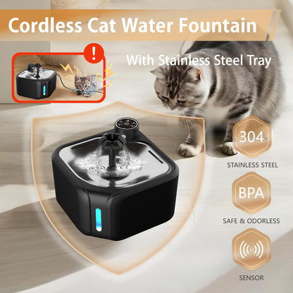 Cat Drinking Fountain - Water Fountain - Dog Drinking Bowl - Automatic Drinking Bowl - Cat Fountain - Dog Fountain - Water Dispenser - Whisper-Quiet - Includes 8 Filters - LED Lighting - Water Bowl - Pet Accessories - 2.8 Liters - Black - 1 Piece - Image 2