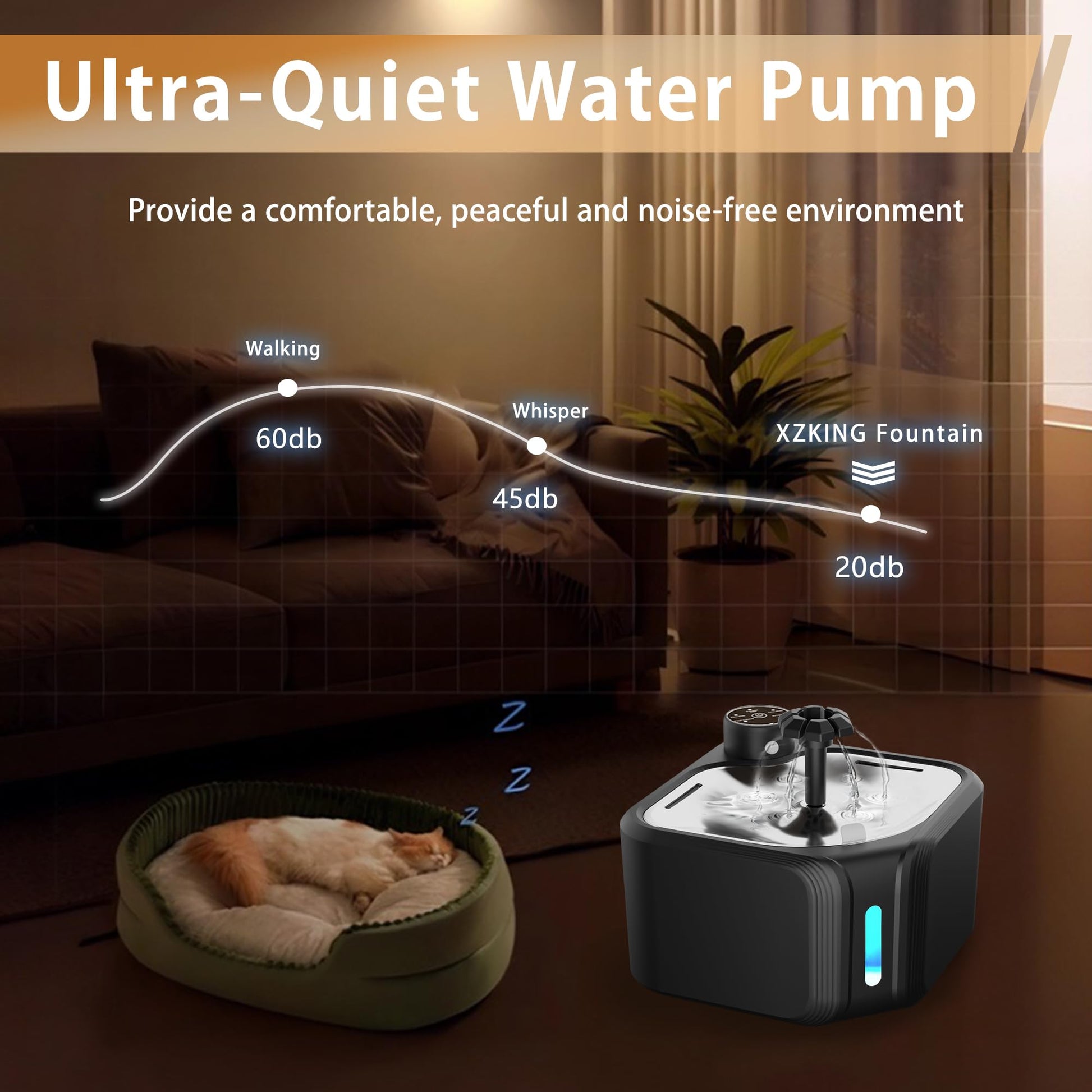Cat Drinking Fountain - Water Fountain - Dog Drinking Bowl - Automatic Drinking Bowl - Cat Fountain - Dog Fountain - Water Dispenser - Whisper-Quiet - Includes 8 Filters - LED Lighting - Water Bowl - Pet Accessories - 2.8 Liters - Black - 1 Piece - Image 7