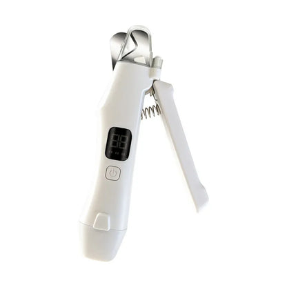 Rechargeable Pet Nail Clippers with LED Light and Display, Stainless Steel Dog and Cat Nail Trimmer with Collection Tray, White