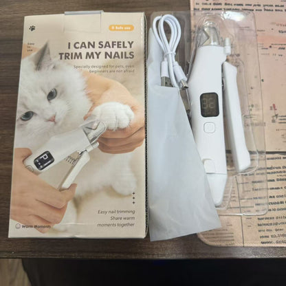 Dog Nail Scissors - Cat Nail Clippers - Professional Nail Clippers - LED Lighting - Rechargeable - Digital Display - Pet Care - Nail Cutting - Collection Tray - Paw Care - Safe & Sharp - Stainless Steel - Nail Care - White - 1 Piece - Image 3