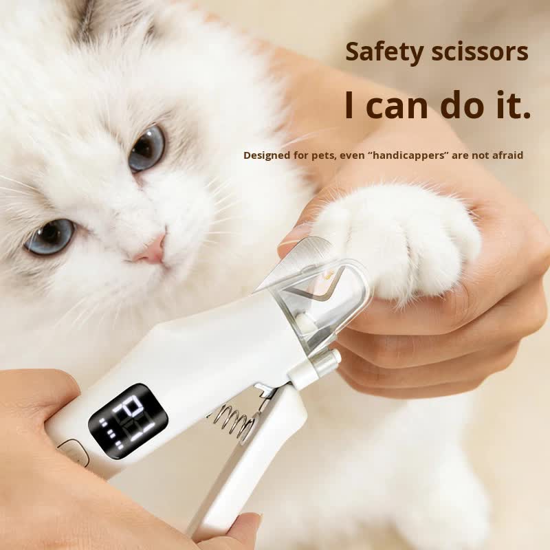 Dog Nail Scissors - Cat Nail Clippers - Professional Nail Clippers - LED Lighting - Rechargeable - Digital Display - Pet Care - Nail Cutting - Collection Tray - Paw Care - Safe & Sharp - Stainless Steel - Nail Care - White - 1 Piece - Image 5