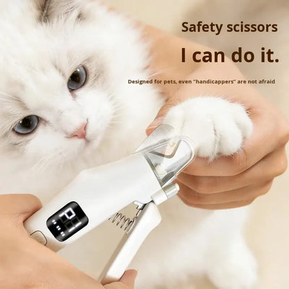 Rechargeable Pet Nail Clippers with LED Light and Display, Stainless Steel Dog and Cat Nail Trimmer with Collection Tray, White - Image 5