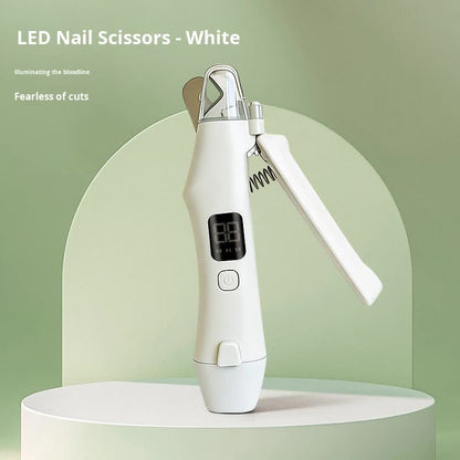 Dog Nail Scissors - Cat Nail Clippers - Professional Nail Clippers - LED Lighting - Rechargeable - Digital Display - Pet Care - Nail Cutting - Collection Tray - Paw Care - Safe & Sharp - Stainless Steel - Nail Care - White - 1 Piece - Image 6