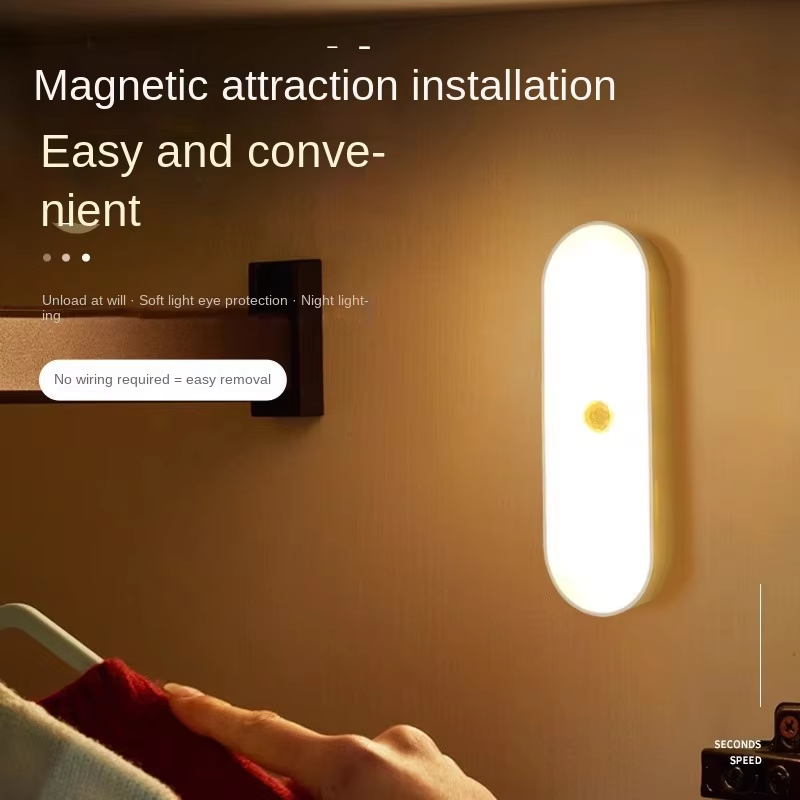 Closet Lighting - Night Light with Motion Sensor - LED Lamp - Kitchen Lighting - Stair Lighting - Wireless - Wardrobe Lighting - Indoor Wall Lamp - Bedside Lamp - Bedroom Accessories - Magnetic - Warm White Light - White - 1 Piece - Image 2