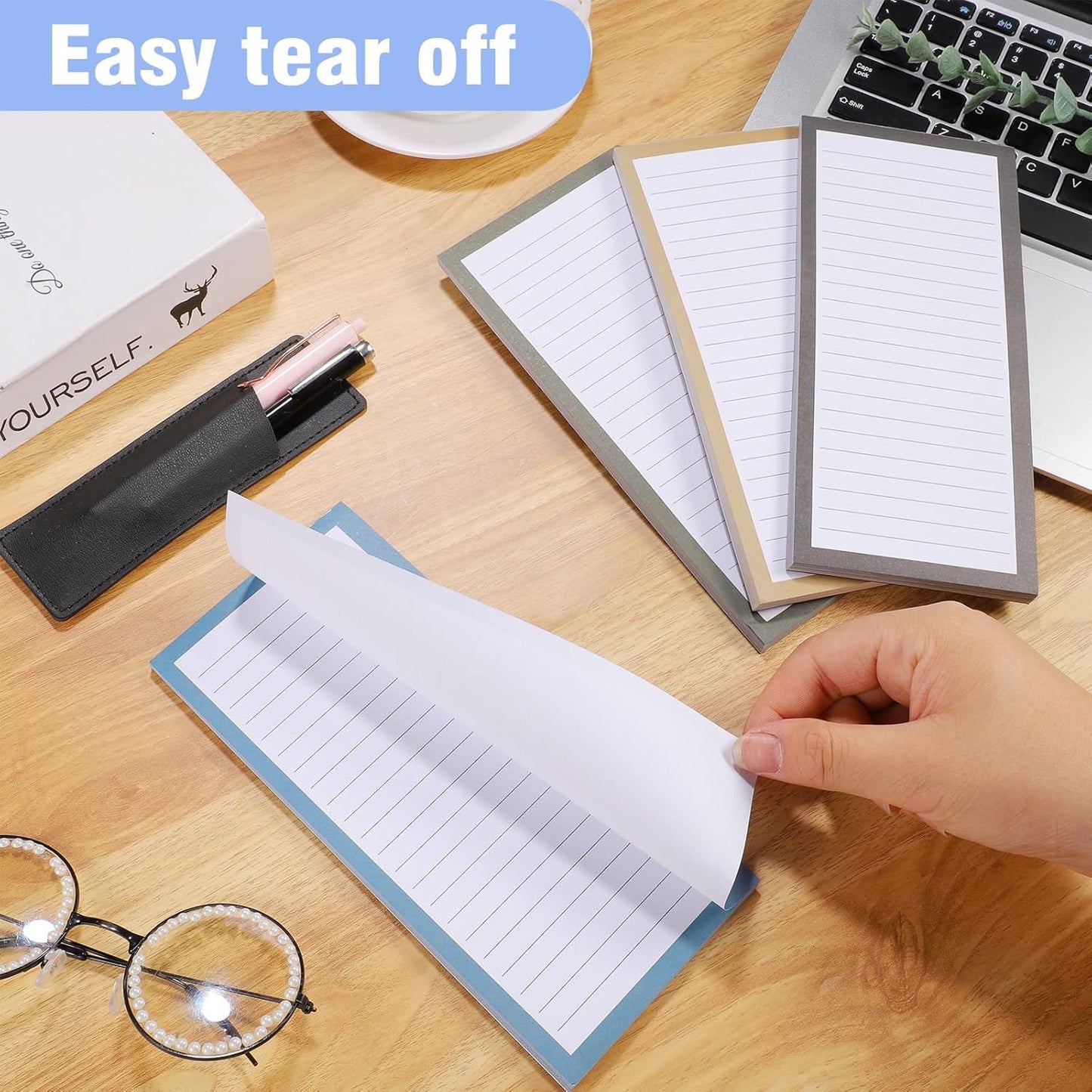 Magnetic Notepad Fridge - Grocery List - Memo Pad - To Do List - Writing Pad - Notebook - Magnetic Lists - Memo Pads - Weekly Planner - Desk Accessories - Neutral Colors - 4 Pieces - Image 3