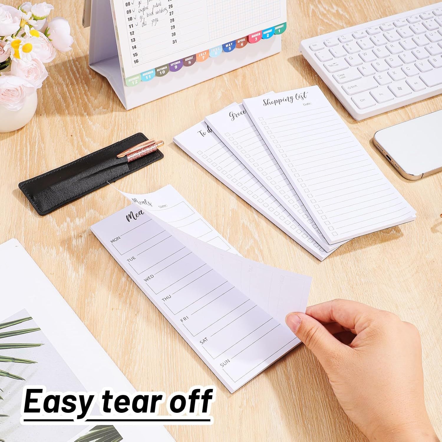 Magnetic Notepad Fridge - Grocery List - Weekly Planner - To Do List - Meal Planner - Memo Pad - Writing Pad - Menu Planner - Notebook - Magnetic Lists - To-Do List - White - 4 Pieces - Image 3