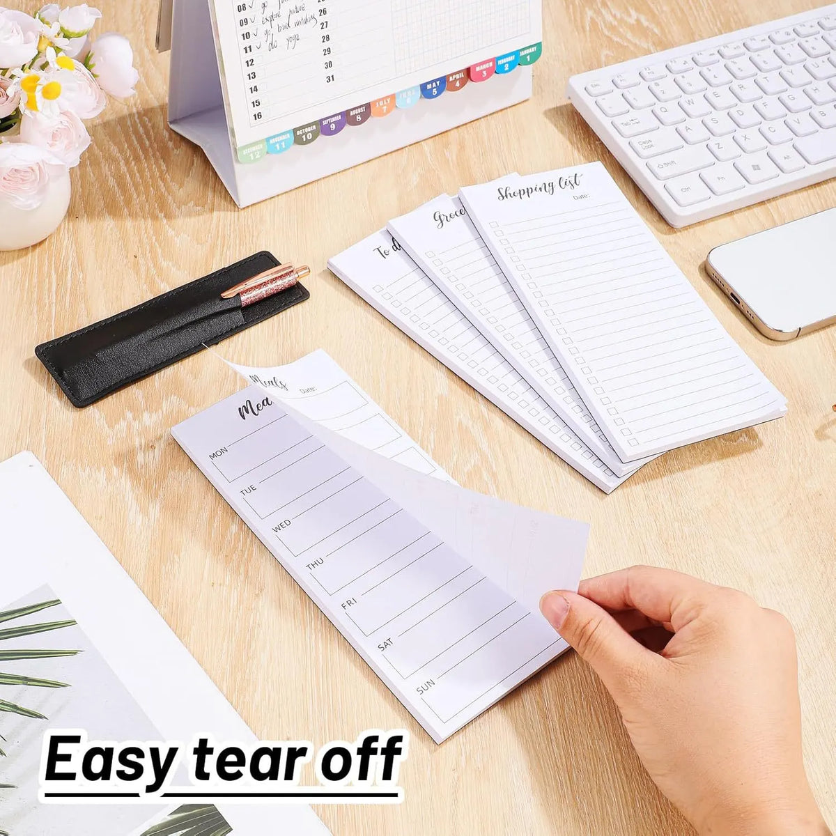 Magnetic Notepad Fridge - Grocery List - Weekly Planner - To Do List - Meal Planner - Memo Pad - Writing Pad - Menu Planner - Notebook - Magnetic Lists - To-Do List - White - 4 Pieces - Image 4