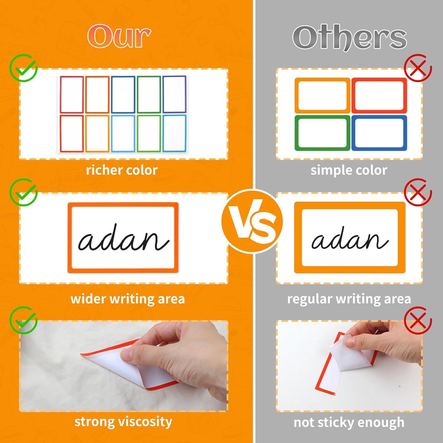 Self-adhesive labels - Name stickers - Address stickers - Stickers - Sticker sheets - Freezer labels - Labels - School supplies - Office supplies - Moving stickers - Folder labels - Writable stickers - Blank labels - Multicolor - 20 pieces - Image 3