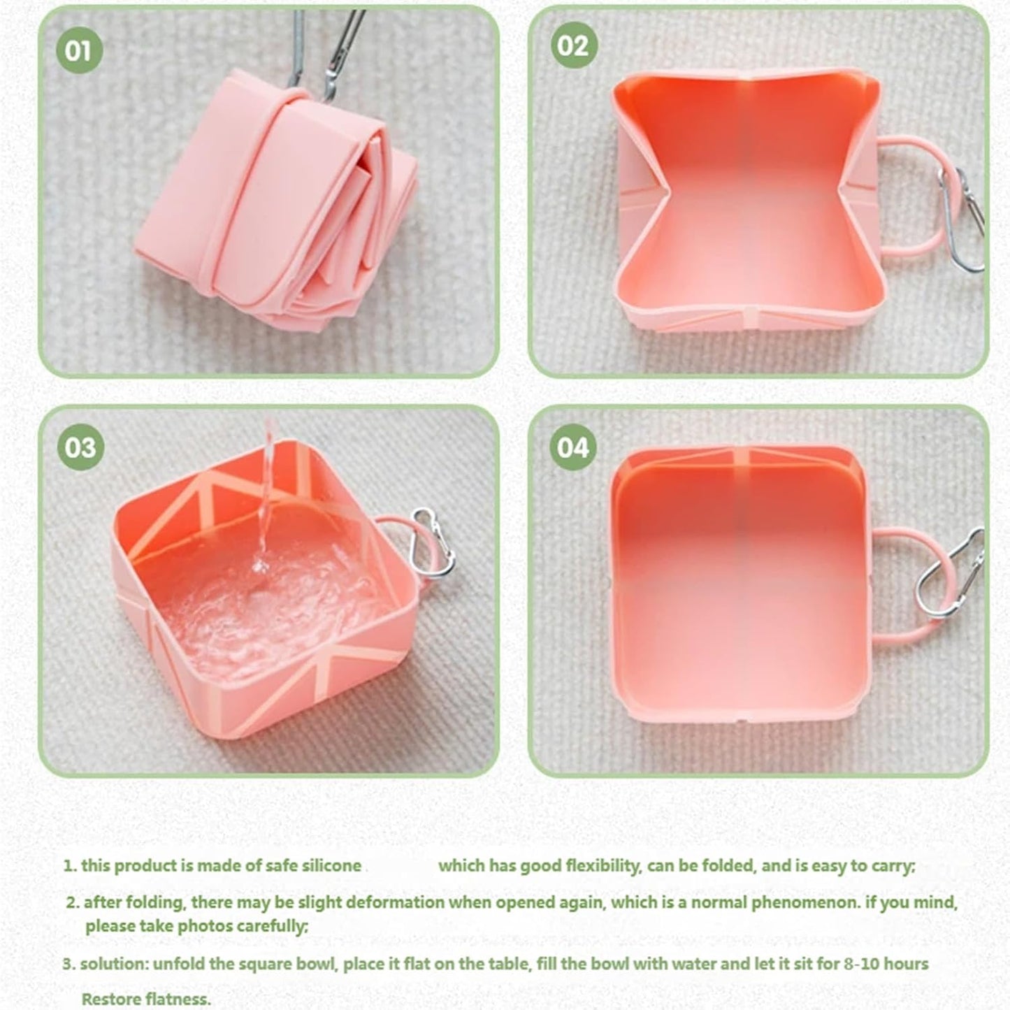 Foldable Dog Food Bowl - Dog Drinking Bowl - Dog Bowl - Travel Bowl - Water Bowl - Food Bowl - Dog Supplies - Hiking - Camping - On the Go - Silicone Bowl - Portable Food Bowl - Dog Accessories - Light Green - 1 Piece - Image 6