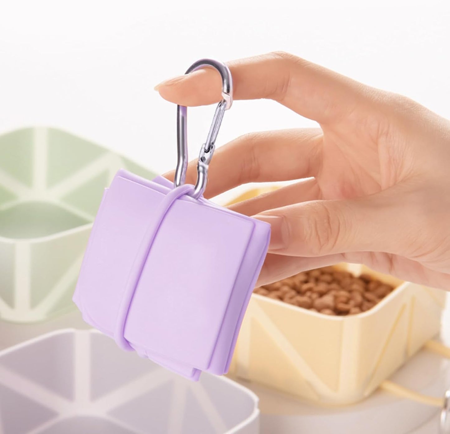 Foldable Dog Food Bowl - Dog Drinking Bowl - Dog Bowl - Travel Bowl - Water Bowl - Food Bowl - Dog Supplies - Hiking - Camping - On the Go - Silicone Bowl - Portable Food Bowl - Dog Accessories - Light Yellow - 1 Piece - Image 4