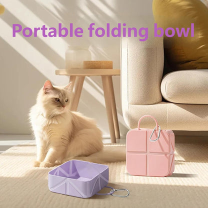 Foldable Dog Food Bowl - Dog Drinking Bowl - Dog Bowl - Travel Bowl - Water Bowl - Food Bowl - Dog Supplies - Hiking - Camping - On the Go - Silicone Bowl - Portable Food Bowl - Dog Accessories - Light Pink - 1 Piece - Image 3