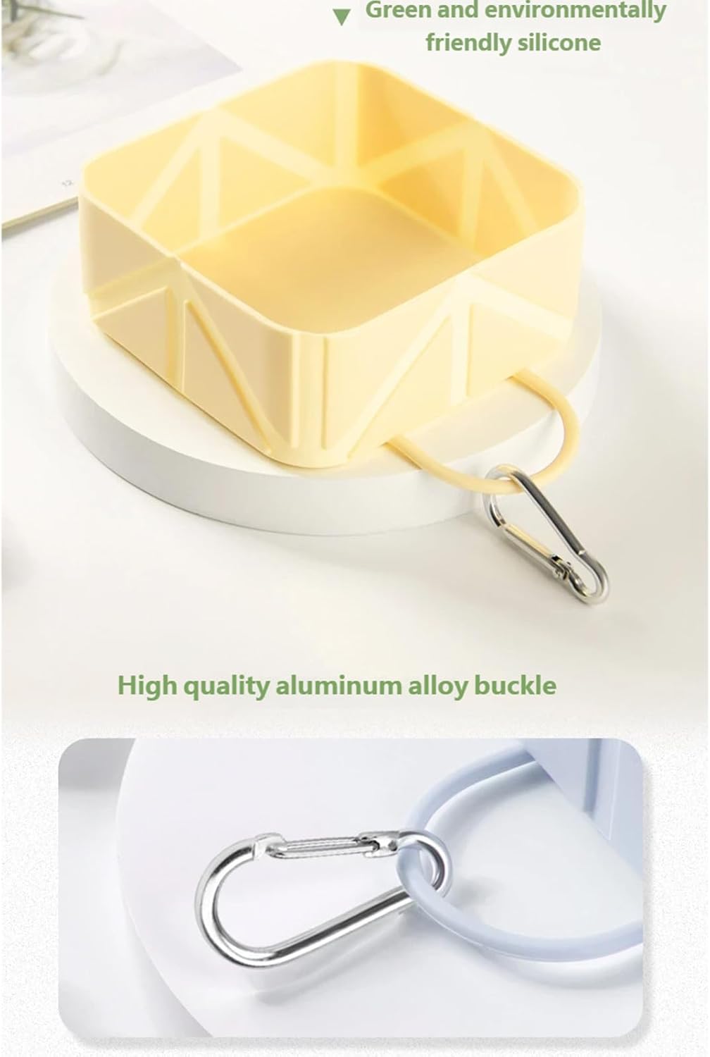 Foldable Dog Food Bowl - Dog Drinking Bowl - Dog Bowl - Travel Bowl - Water Bowl - Food Bowl - Dog Supplies - Hiking - Camping - On the Go - Silicone Bowl - Portable Food Bowl - Dog Accessories - Beige - 1 Piece - Image 3