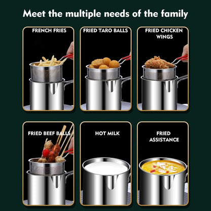 Deep Fryer - Mini Deep Fryer - Stainless Steel Oil Pan - Tempura Pan - Cooking Pan with Frying Basket - French Frying Pan - Induction and Gas - Frying Pan - Deep Fryer with Lid - Kitchen Accessories - Frying Set - Pans - Oil Filter - Sauté Pan - Silver -  - Image 5