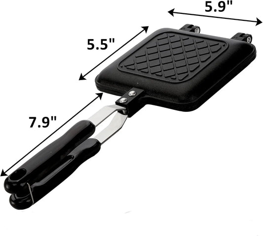 Double-Sided Sandwich Toastie Maker, Non-Stick Camping Grill Pan for Toasted Sandwiches, Paninis and Breakfast, Black - Image 2
