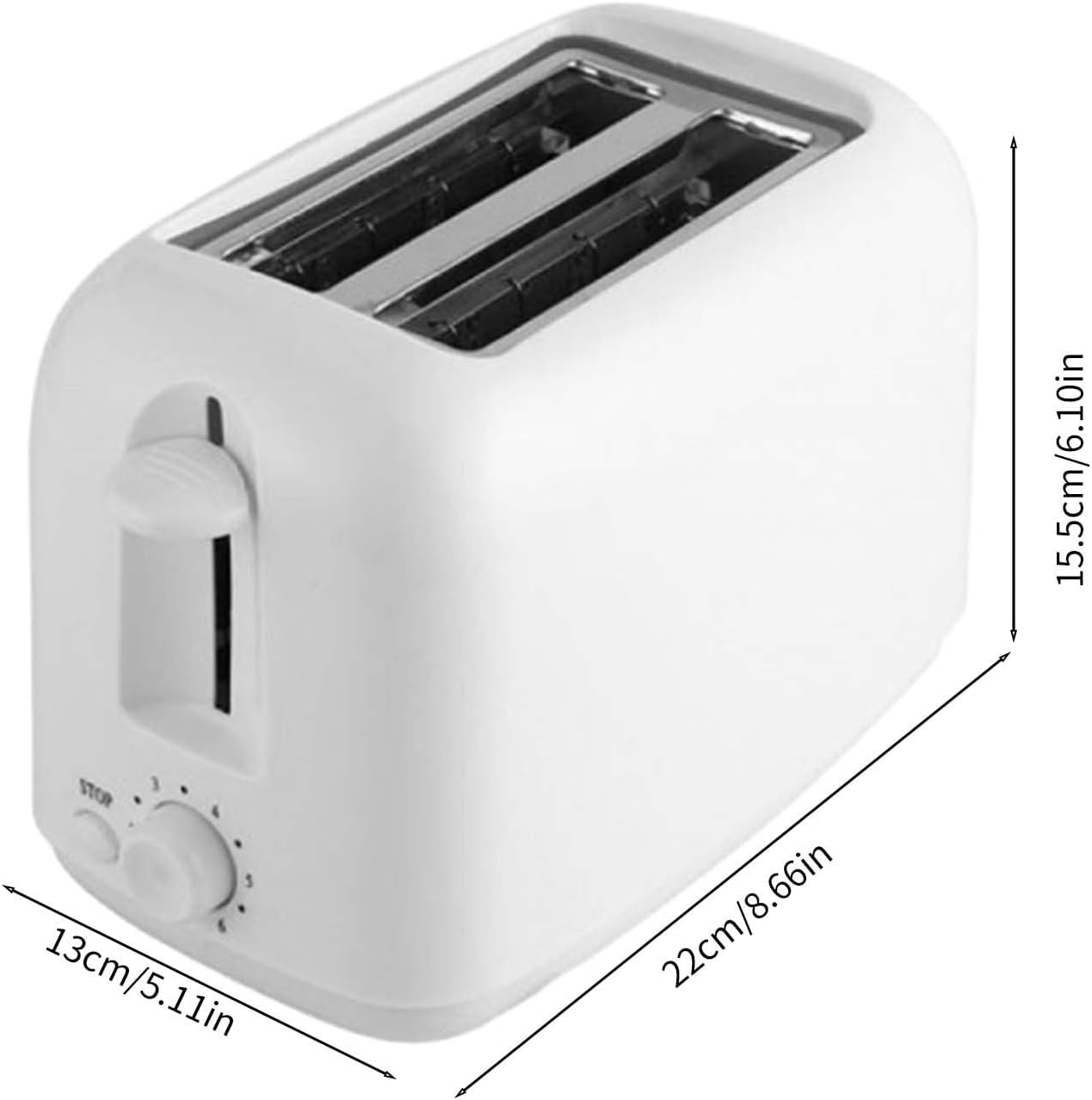 Toaster - Toaster - Toaster 2 Slices - Electric Toaster - Toasting Appliance - Kitchen Appliance - Kitchen Utensils - Bread Toaster - Kitchen Utensils - Household Appliances - Breakfast Appliance - White Toaster - White - 1 Piece - Image 2
