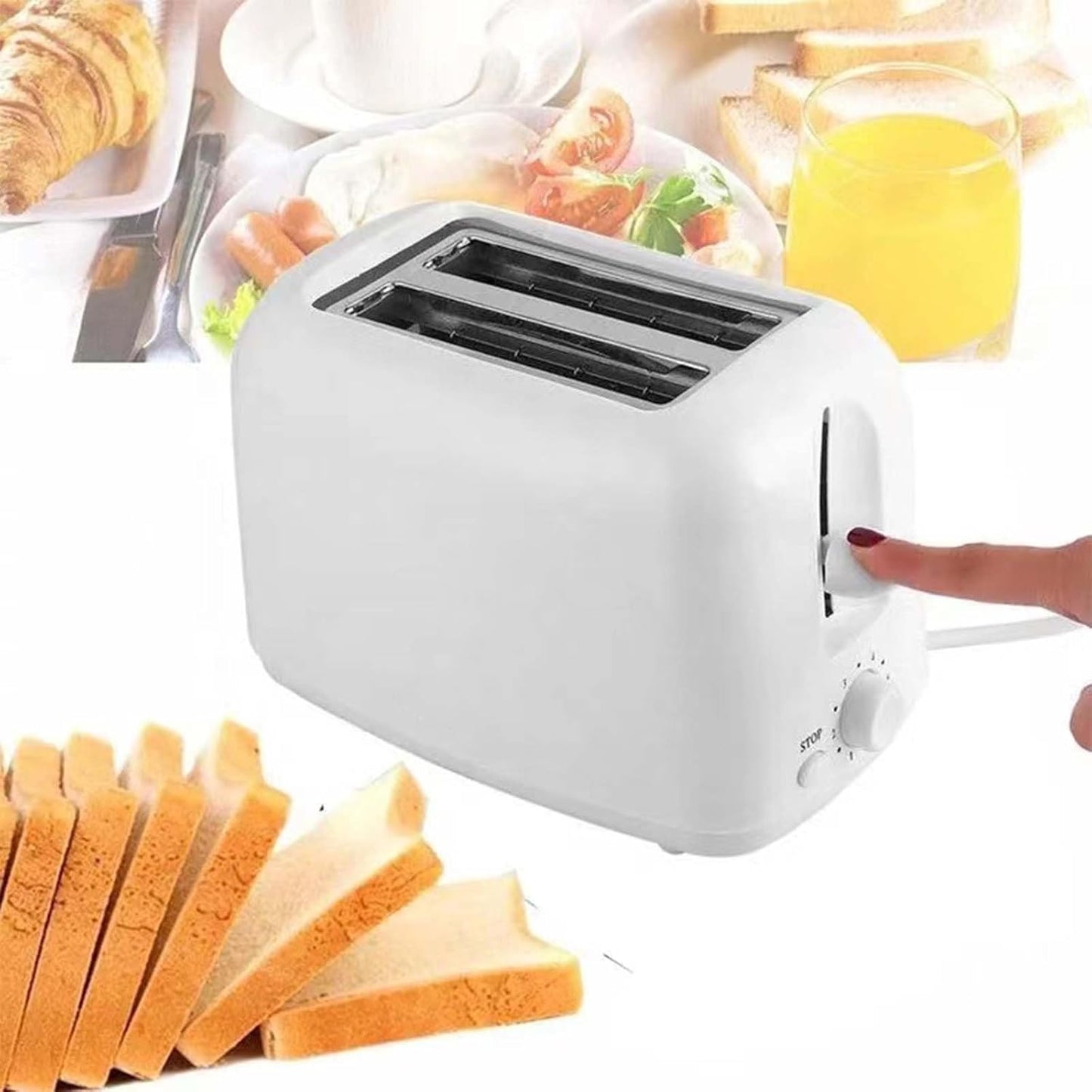 Toaster - Toaster - Toaster 2 Slices - Electric Toaster - Toasting Appliance - Kitchen Appliance - Kitchen Utensils - Bread Toaster - Kitchen Utensils - Household Appliances - Breakfast Appliance - White Toaster - White - 1 Piece - Image 4