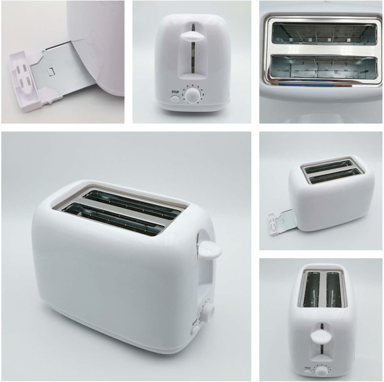 Toaster - Toaster - Toaster 2 Slices - Electric Toaster - Toasting Appliance - Kitchen Appliance - Kitchen Utensils - Bread Toaster - Kitchen Utensils - Household Appliances - Breakfast Appliance - White Toaster - White - 1 Piece - Image 6