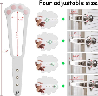 Door Stopper - Door Holder - Door Holder - Dog Barrier - Cat Flap Alternative - Door Stop - Door Catch - Door Hook - Ventilation - Pet Accessories - Door Security - Adjustable - Cat Paw - White - 2 pieces - Image 2