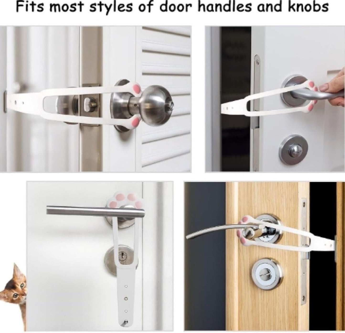 Door Stopper - Door Holder - Door Holder - Dog Barrier - Cat Flap Alternative - Door Stop - Door Catch - Door Hook - Ventilation - Pet Accessories - Door Security - Adjustable - Cat Paw - White - 2 pieces - Image 3