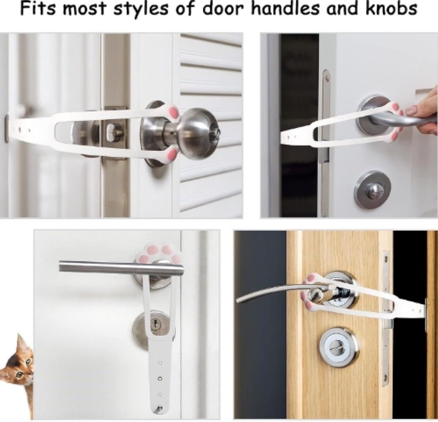 Door Stopper - Door Holder - Door Holder - Dog Barrier - Cat Flap Alternative - Door Stop - Door Catch - Door Hook - Ventilation - Pet Accessories - Door Security - Adjustable - Cat Paw - White - 2 pieces - Image 3