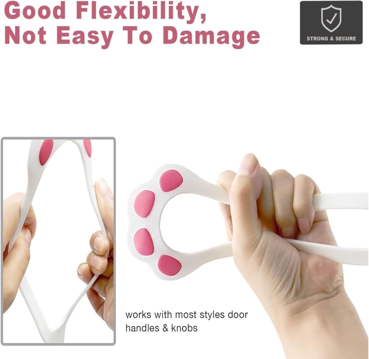 Door Stopper - Door Holder - Door Holder - Dog Barrier - Cat Flap Alternative - Door Stop - Door Catch - Door Hook - Ventilation - Pet Accessories - Door Security - Adjustable - Cat Paw - White - 2 pieces - Image 5