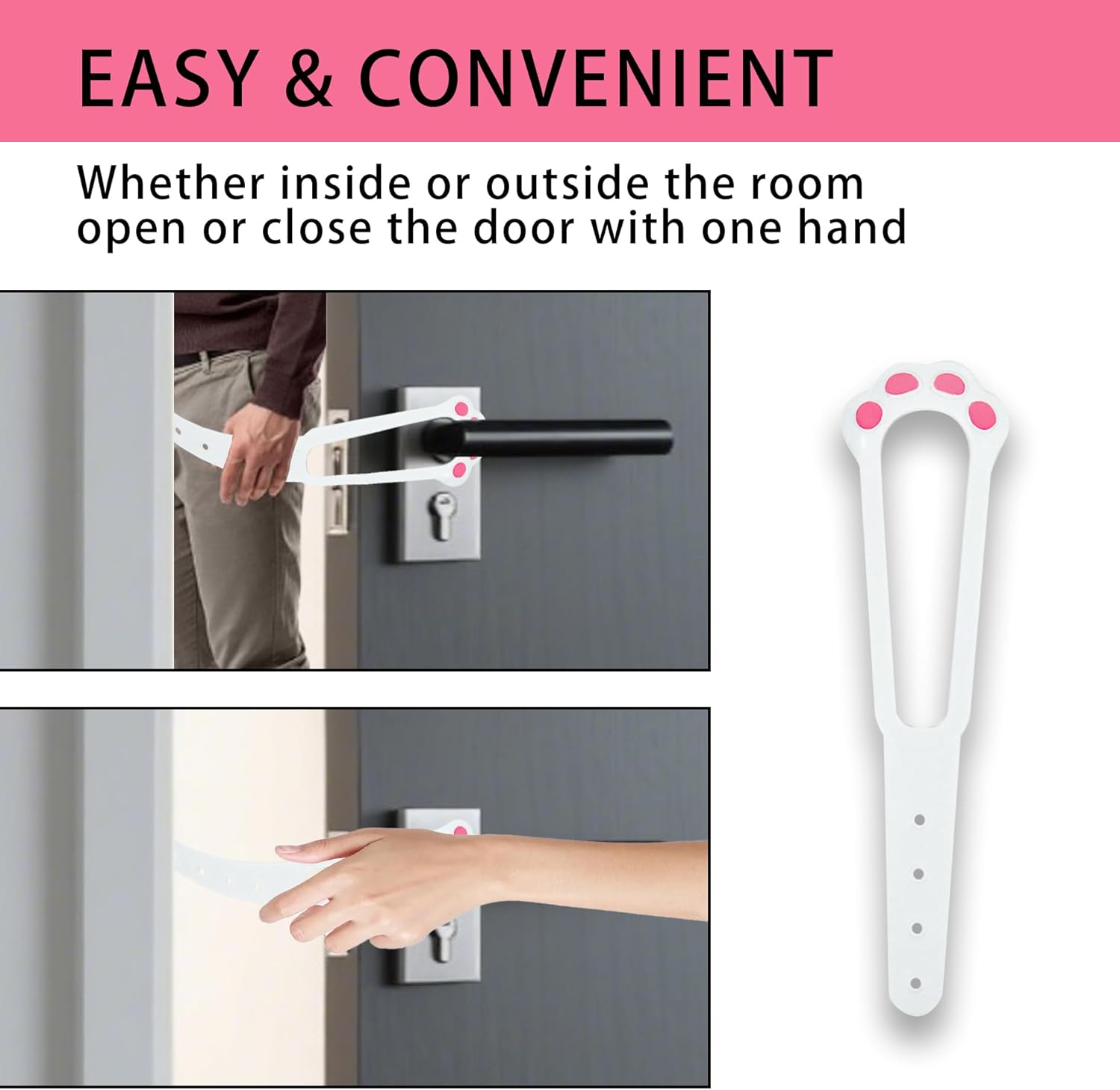 Door Stopper - Door Holder - Door Holder - Dog Barrier - Cat Flap Alternative - Door Stop - Door Catch - Door Hook - Ventilation - Pet Accessories - Door Security - Adjustable - Cat Paw - White - 2 pieces - Image 8