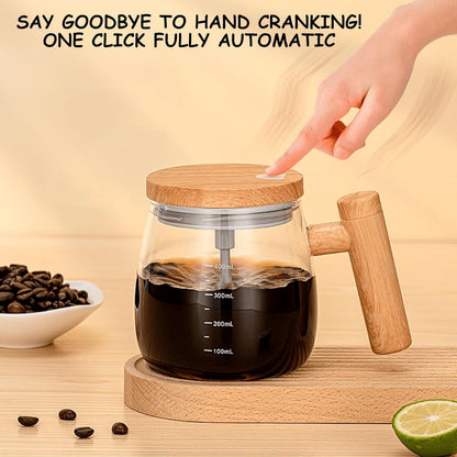 Self-Stirring Mug - Coffee Mug - Mixing Cup - Electric Mixing Cup - Automatic Stirring Cup - Milk Frother - Drink Mixer - Magnetic Cup - Shaker - Kitchen Gadgets - Coffee Accessories - Glass - Wood Design - Brown - 1 piece - Image 5
