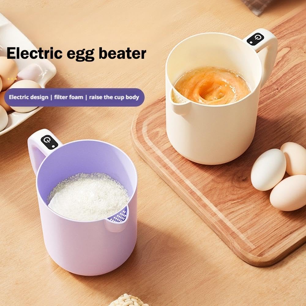 Rice Washer - Electric Egg Beater - Mixing Cup - Automatic Stirrer - Vegetable Washer - Fruit Basket - Colander - Food Processor - Hand Mixer - Cordless - Rechargeable - Kitchen Utensils - Multifunctional - Kitchen Aid - White - 1 Piece - Image 4