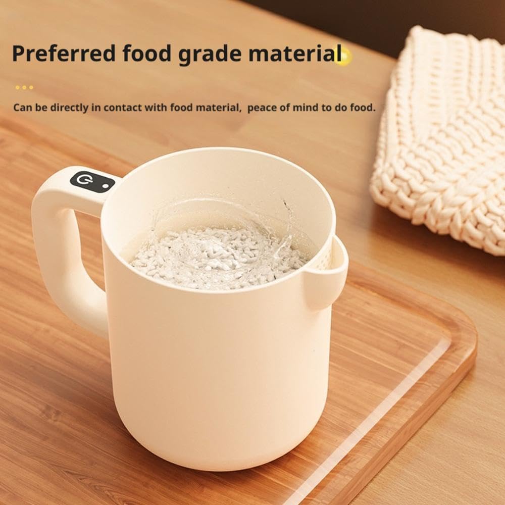 Rice Washer - Electric Egg Beater - Mixing Cup - Automatic Stirrer - Vegetable Washer - Fruit Basket - Colander - Food Processor - Hand Mixer - Cordless - Rechargeable - Kitchen Utensils - Multifunctional - Kitchen Aid - White - 1 Piece - Image 5