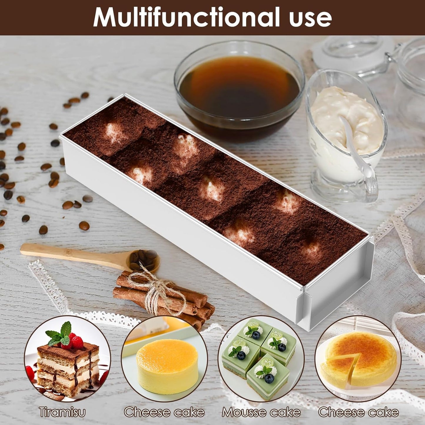 Baking tin - Cake tin - Tiramisu tin - Baking pan - Rectangular cake tin - Terrine tin - Loaf tin - Dessert tin - Pastry - Oblong baking tin - Kitchen utensils - Baking utensils - Kitchen accessories - Stainless steel - Stainless steel - Silver - 1 piece - Image 6