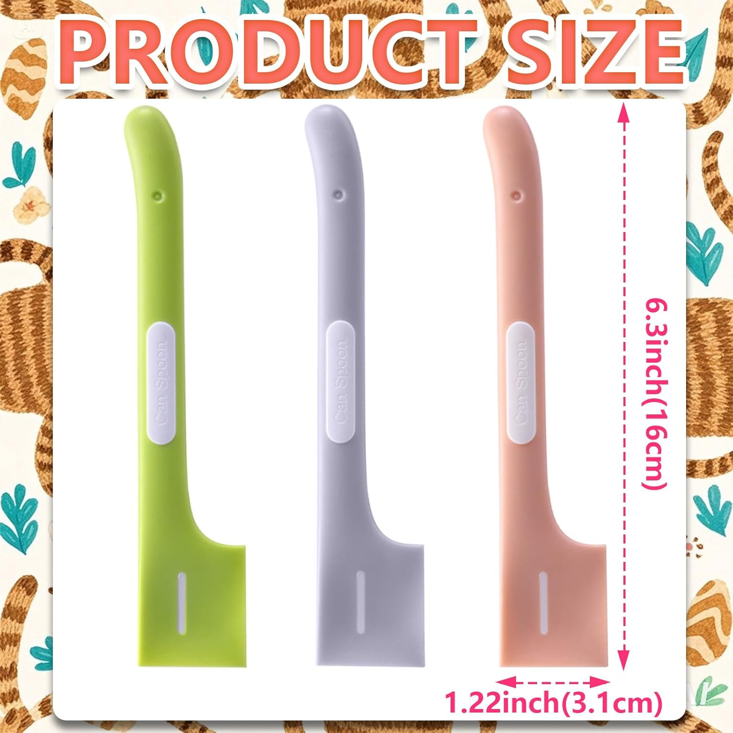 Pot licker - Spatula - Cat food spoon - Dog food spoon - Can opener - Feeding spoon - Silicone spatula - Pet supplies - Pet accessories - Kitchen utensils - Cans - Food scoop - Wet food - Multicolor - Pack of 3 - Image 2