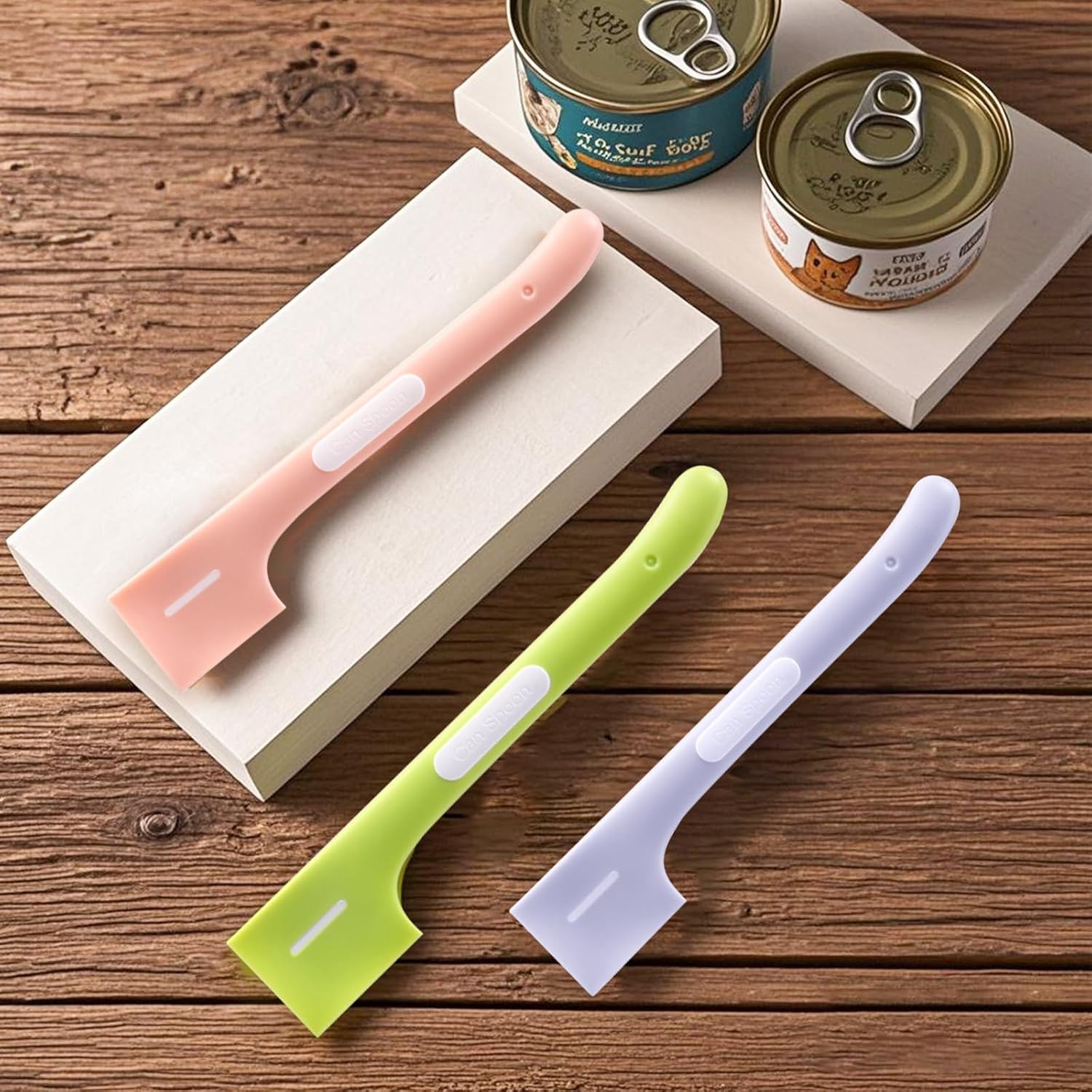 Pot licker - Spatula - Cat food spoon - Dog food spoon - Can opener - Feeding spoon - Silicone spatula - Pet supplies - Pet accessories - Kitchen utensils - Cans - Food scoop - Wet food - Multicolor - Pack of 3 - Image 5