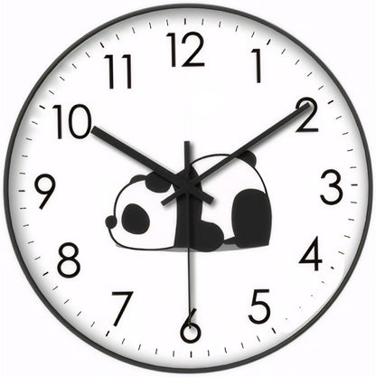 Wall Clock - Clock - Silent Wall Clock - Wall Clock - Analog Clock - Living Room Wall Clock - Bedroom Clock - Panda Design - Animal Motif - Modern Interior - Silent - Not Ticking - Wall Decoration - Office - Kitchen - Black and White - 1 Piece
