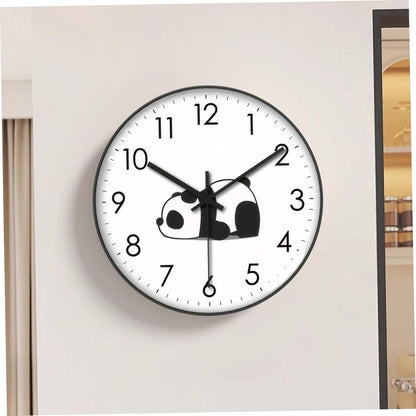 Wall Clock - Clock - Silent Wall Clock - Wall Clock - Analog Clock - Living Room Wall Clock - Bedroom Clock - Panda Design - Animal Motif - Modern Interior - Silent - Not Ticking - Wall Decoration - Office - Kitchen - Black and White - 1 Piece - Image 2