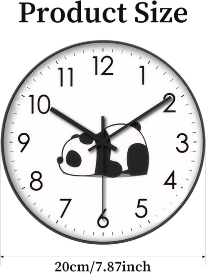 Wall Clock - Clock - Silent Wall Clock - Wall Clock - Analog Clock - Living Room Wall Clock - Bedroom Clock - Panda Design - Animal Motif - Modern Interior - Silent - Not Ticking - Wall Decoration - Office - Kitchen - Black and White - 1 Piece - Image 3