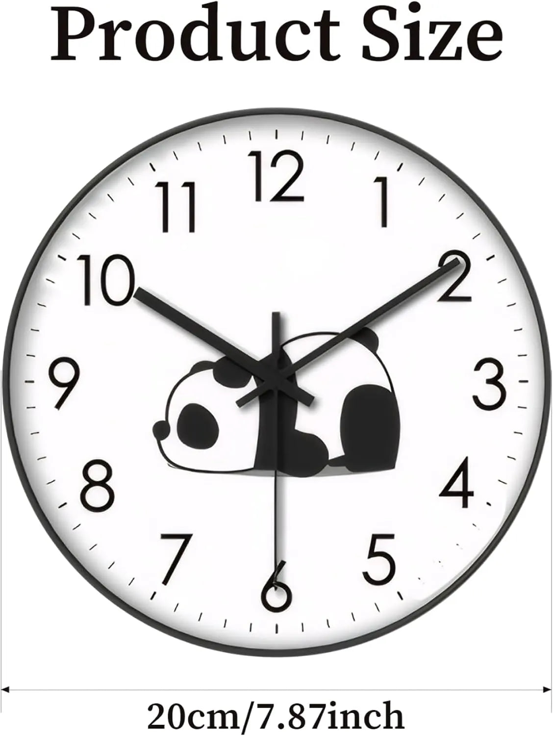 Silent Panda Wall Clock with Non-Ticking Analogue Movement for Bedrooms, Kitchens, Offices and Modern Home Decor, White - Image 3