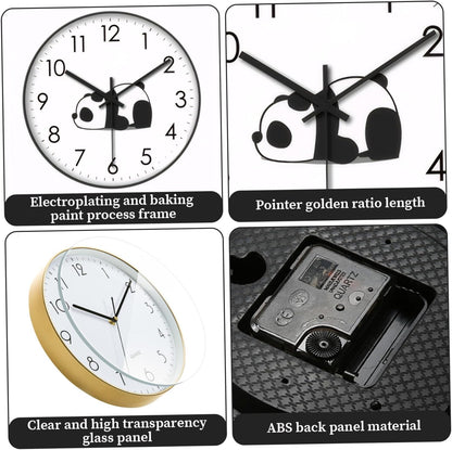 Wall Clock - Clock - Silent Wall Clock - Wall Clock - Analog Clock - Living Room Wall Clock - Bedroom Clock - Panda Design - Animal Motif - Modern Interior - Silent - Not Ticking - Wall Decoration - Office - Kitchen - Black and White - 1 Piece - Image 4