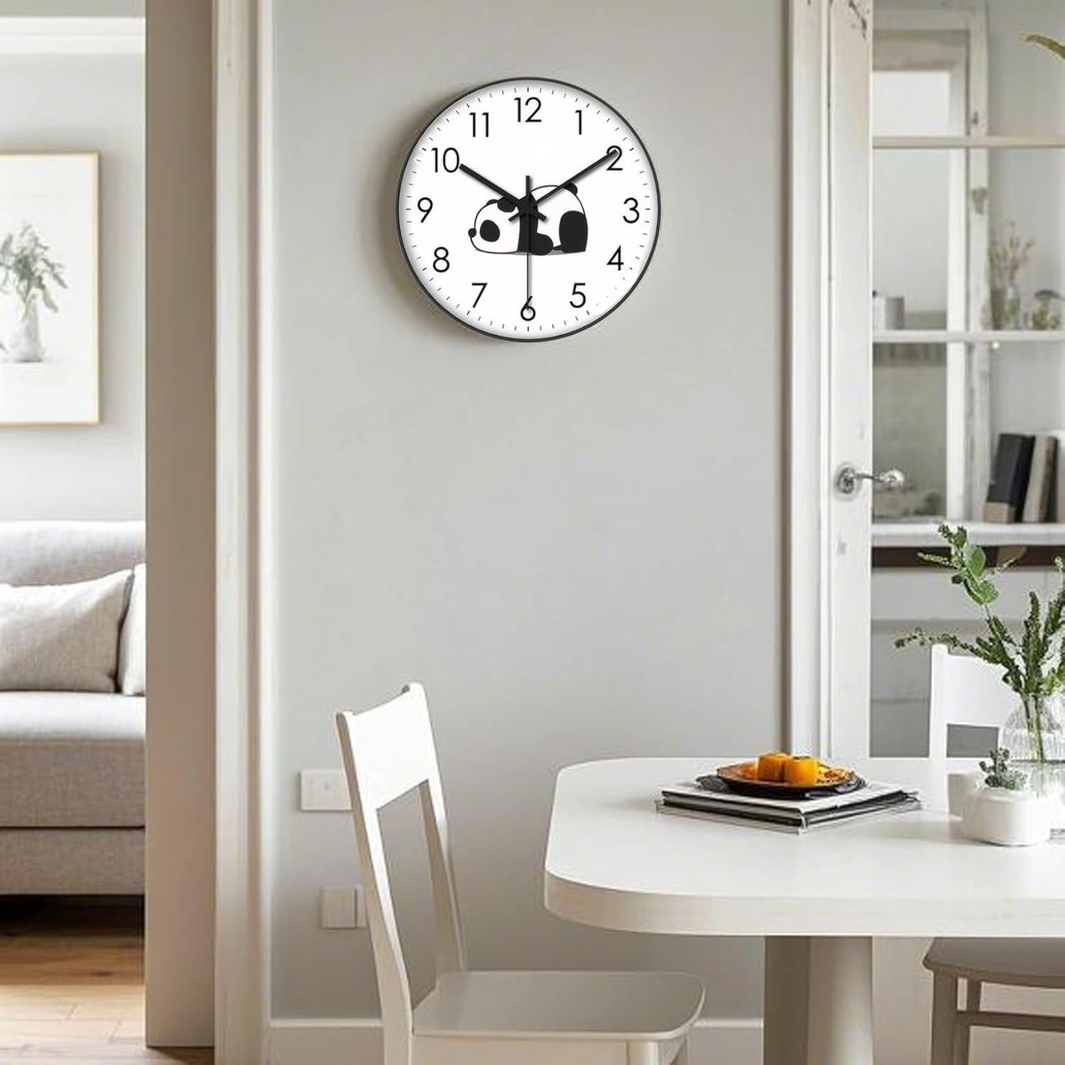Wall Clock - Clock - Silent Wall Clock - Wall Clock - Analog Clock - Living Room Wall Clock - Bedroom Clock - Panda Design - Animal Motif - Modern Interior - Silent - Not Ticking - Wall Decoration - Office - Kitchen - Black and White - 1 Piece - Image 5