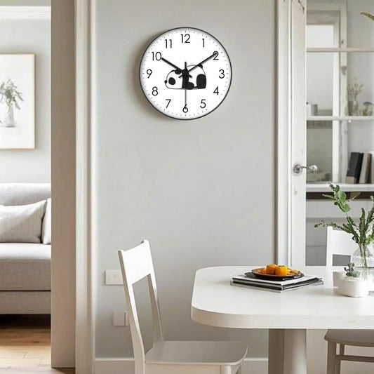 Silent Panda Wall Clock with Non-Ticking Analogue Movement for Bedrooms, Kitchens, Offices and Modern Home Decor, White - Image 5