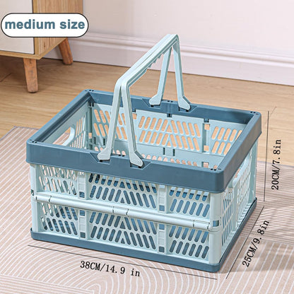 Folding Crate - Folding Crate - Shopping Basket - Storage Basket - Collapsible Basket - Shopping Crate - Storage Box - Plastic Crate - Camping - Car Organizer - Foldable - Stackable - With Handles - Trunk - Blue Gray - 1 Piece - Image 2