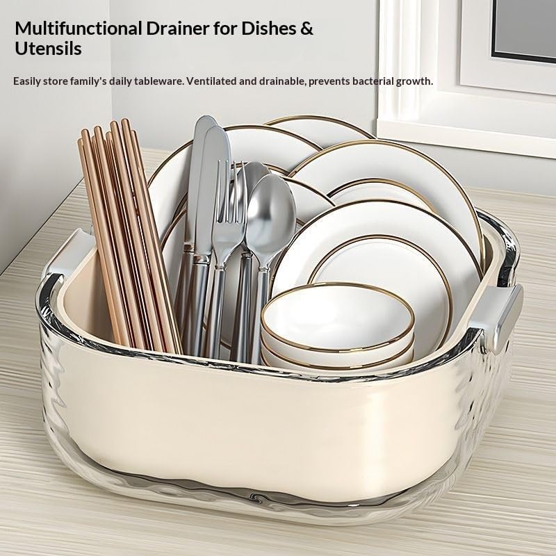 Colander - Kitchen Colander - Sieve - Fruit Basket - Vegetable Basket - Draining Set - Washing Colander - Double Layered - With Bowl - Kitchen Organization - Fruits and Vegetables - Pasta and Rice - Stackable - Multifunctional - 3 Sizes - Milky White - 6  - Image 3