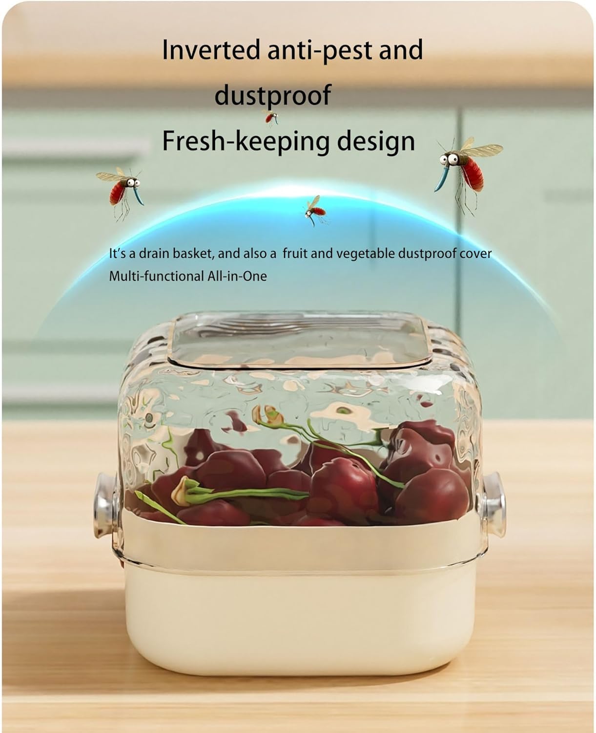 Colander - Kitchen Colander - Sieve - Fruit Basket - Vegetable Basket - Draining Set - Washing Colander - Double Layered - With Bowl - Kitchen Organization - Fruits and Vegetables - Pasta and Rice - Stackable - Multifunctional - 3 Sizes - Milky White - 6  - Image 5