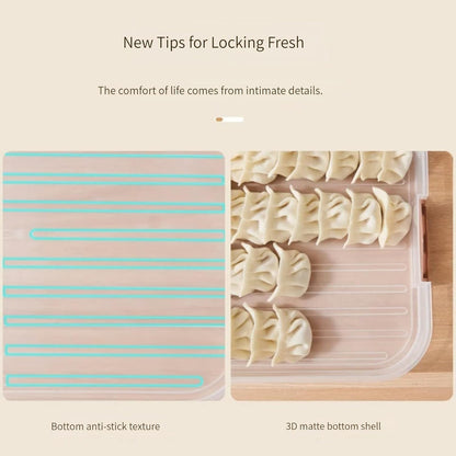Food Storage Containers - Freezer Containers - Fridge Organizer - Storage Boxes with Lid - Kitchen Storage Box - Meat Box - Food Container - Stackable - 4 Layers - With Handle - Food Storage Box - Large Capacity - Freezer - Cream White - 1 Piece - Image 2