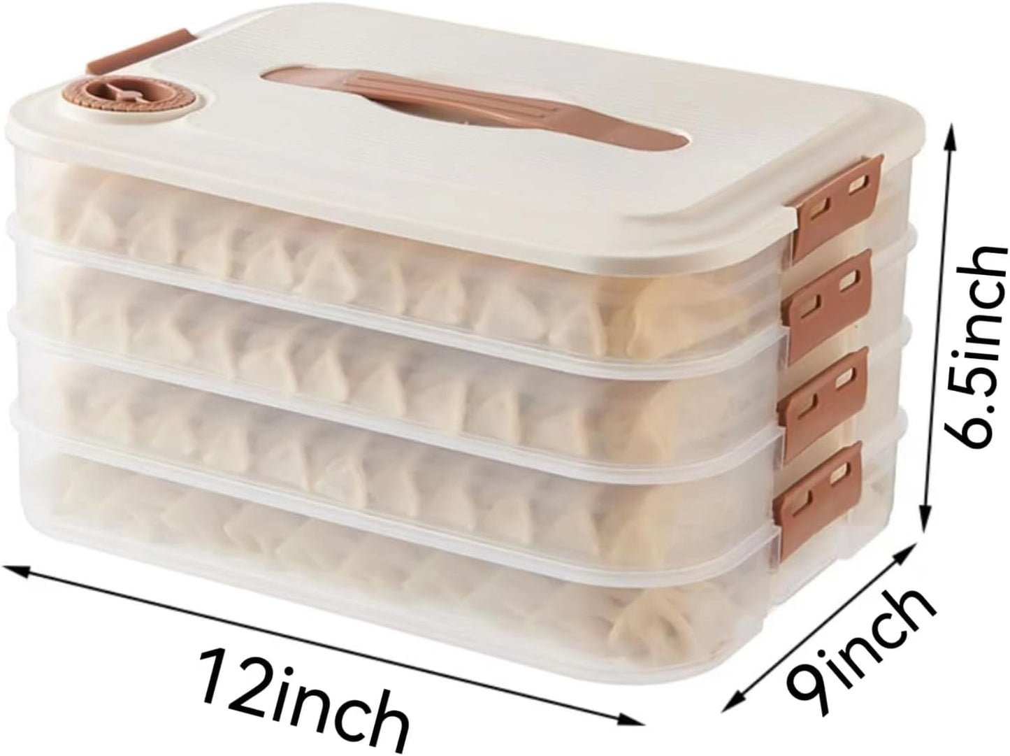 Food Storage Containers - Freezer Containers - Fridge Organizer - Storage Boxes with Lid - Kitchen Storage Box - Meat Box - Food Container - Stackable - 4 Layers - With Handle - Food Storage Box - Large Capacity - Freezer - Cream White - 1 Piece - Image 6