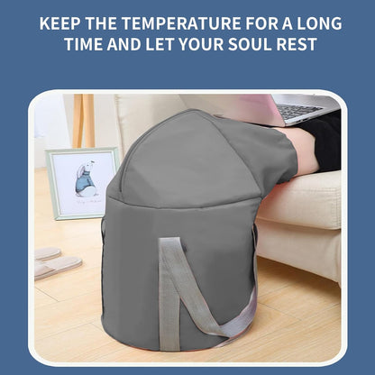 Foot Bath - Foot Bath - Foldable Bucket - Portable Water Bag - Collapsible Wash Basin - Wellness - Home Spa - Foot Warmer - High Edge - With Lid - Thermal Insulation - Travel and Camping - Waterproof - Gray - 1 Piece - Image 4