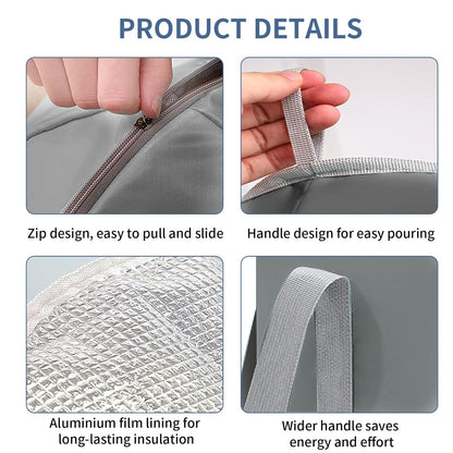 Foot Bath - Foot Bath - Foldable Bucket - Portable Water Bag - Collapsible Wash Basin - Wellness - Home Spa - Foot Warmer - High Edge - With Lid - Thermal Insulation - Travel and Camping - Waterproof - Gray - 1 Piece - Image 7