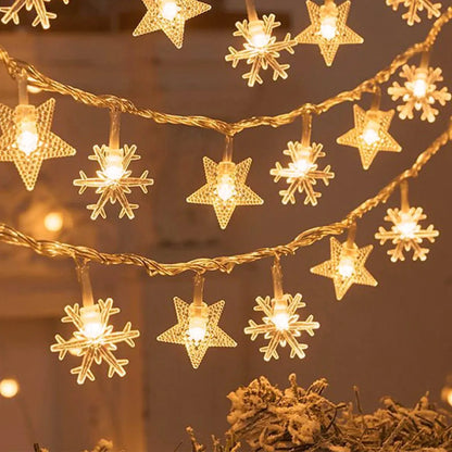 1 Piece LED Star and Snowflake Fairy Lights for Indoor Christmas Decor, Warm White String Lighting for Windows and Bedrooms - Image 6