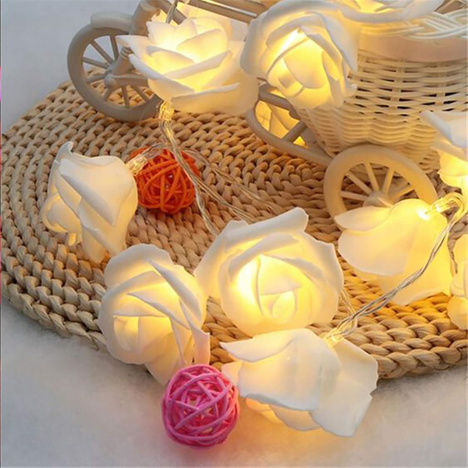 Rose Lights - Living Room Mood Lighting - LED Lights - Bedroom Decoration - Artificial Flowers - Wedding Decoration - Home Accessories - Light Chain - Room Decoration - Party Lighting - Warm White - 1 Piece - Image 2