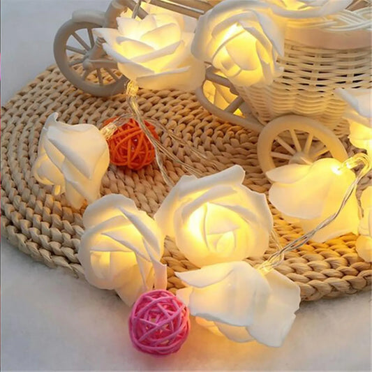 Rose LED Fairy Lights for Bedrooms, Weddings and Party Decor, Decorative Flower String Lighting for Indoor Ambience, Warm White and White - Image 2